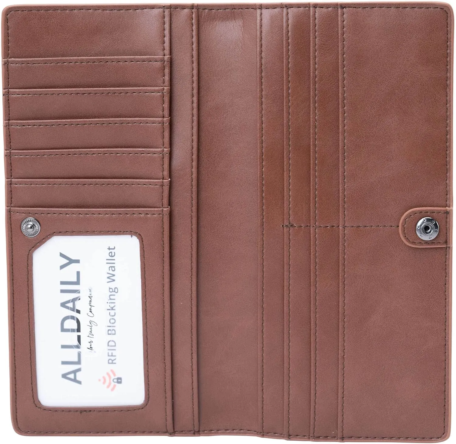 Alldaily Ultra Slim Thin Women Wallet RFID Blocking Credit Card Holder Bifold Long Ladies Billfold (Coffee)