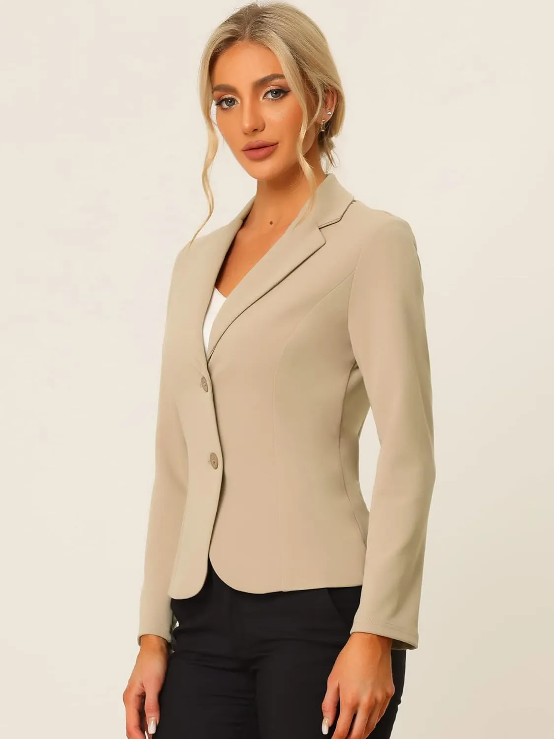 Allegra K Women's Work Office Blazer Stretch Lapel Collar Long Sleeve Jacket Suit Blazer