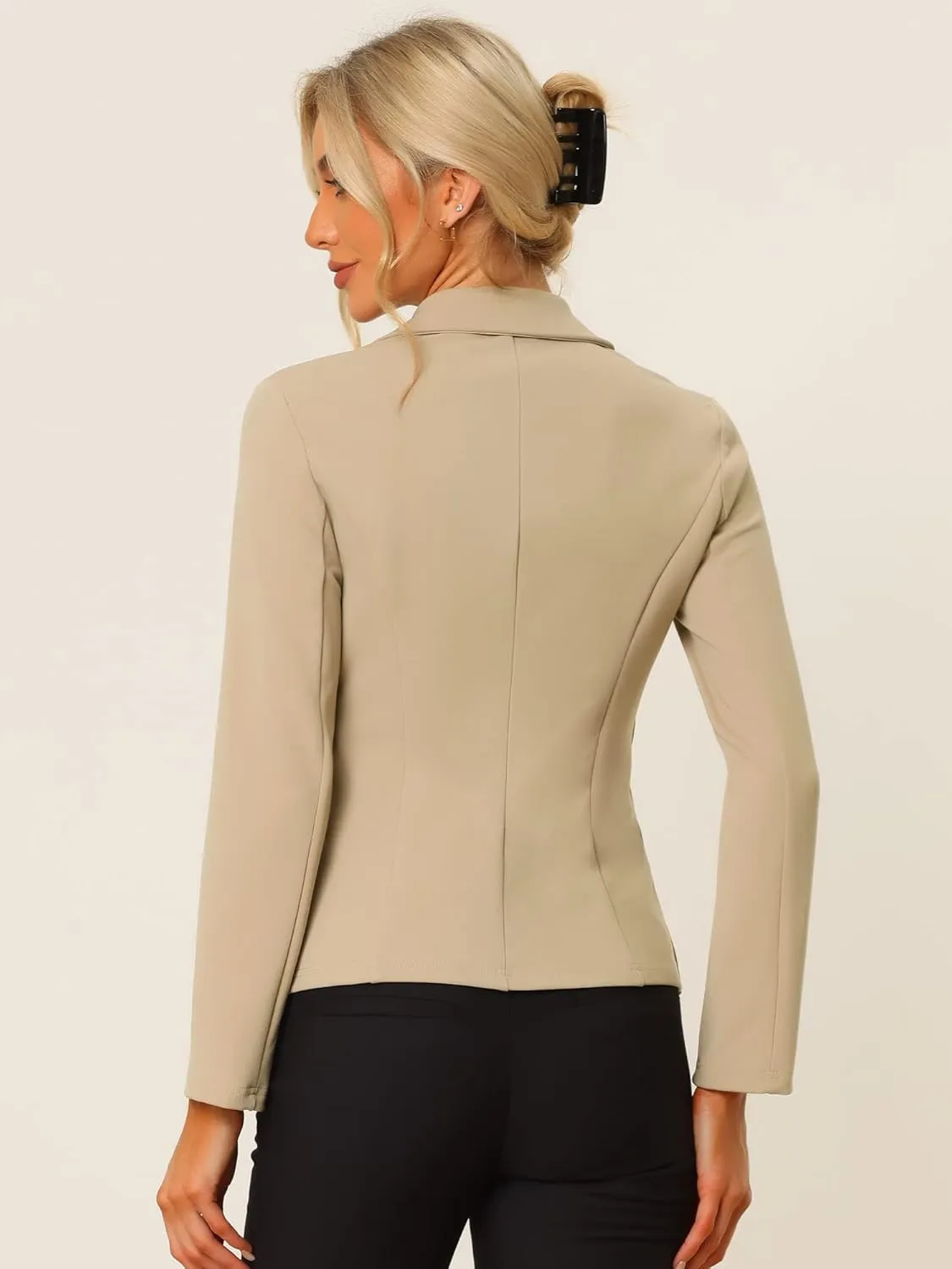 Allegra K Women's Work Office Blazer Stretch Lapel Collar Long Sleeve Jacket Suit Blazer