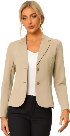 Allegra K Women's Work Office Blazer Stretch Lapel Collar Long Sleeve Jacket Suit Blazer