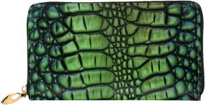 Alligator Skin Leather Wallets For Women Waterproof Zip Around Clutch Purses Large Credit Card Holder With Phone Holder Ladies Travel Coin Purse