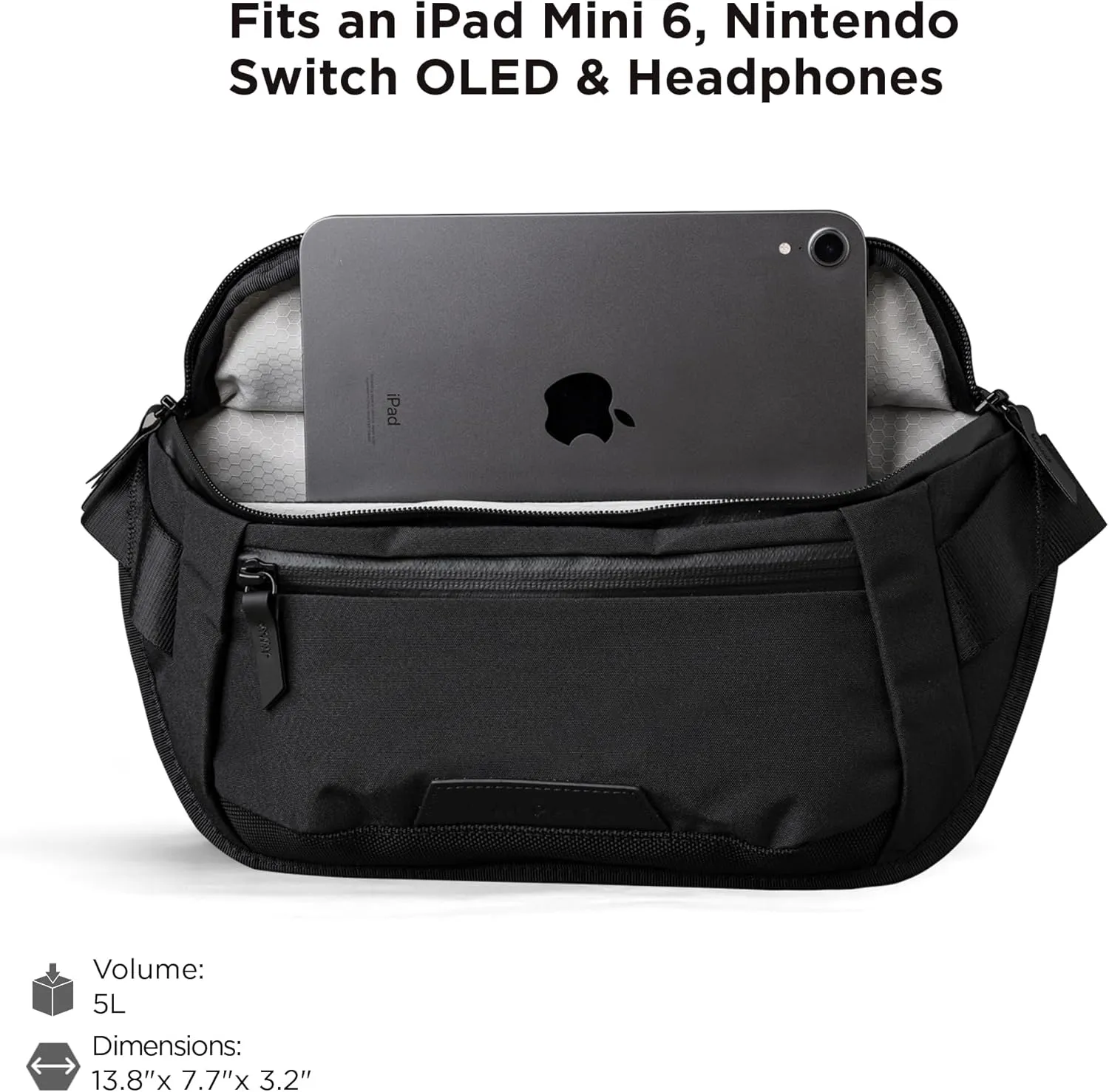 ALPAKA Bravo Sling Mini V2 - Chest Bag Fits an iPad Mini, 5L Medium Crossbody Bag for Men Weather Resistant Fabrics, Adjustable Shoulder Strap, Quick Release Maglockz Buckle (Black Axoflux 300D)