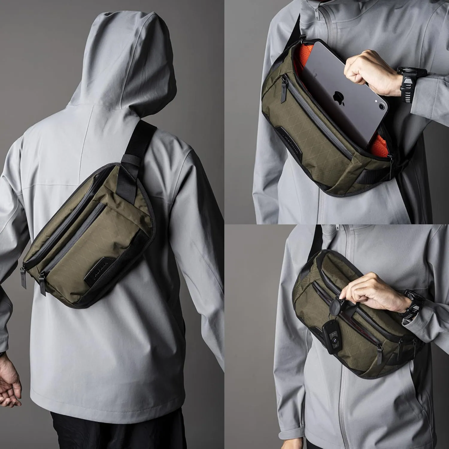 ALPAKA Bravo Sling Mini X-Pac X42 - Chest Bag Fits an iPad Mini, 5L Medium Crossbody Bag for Men Weather Resistant Fabrics, Adjustable Shoulder Strap, Quick Release Maglockz Buckle (Olive Green)