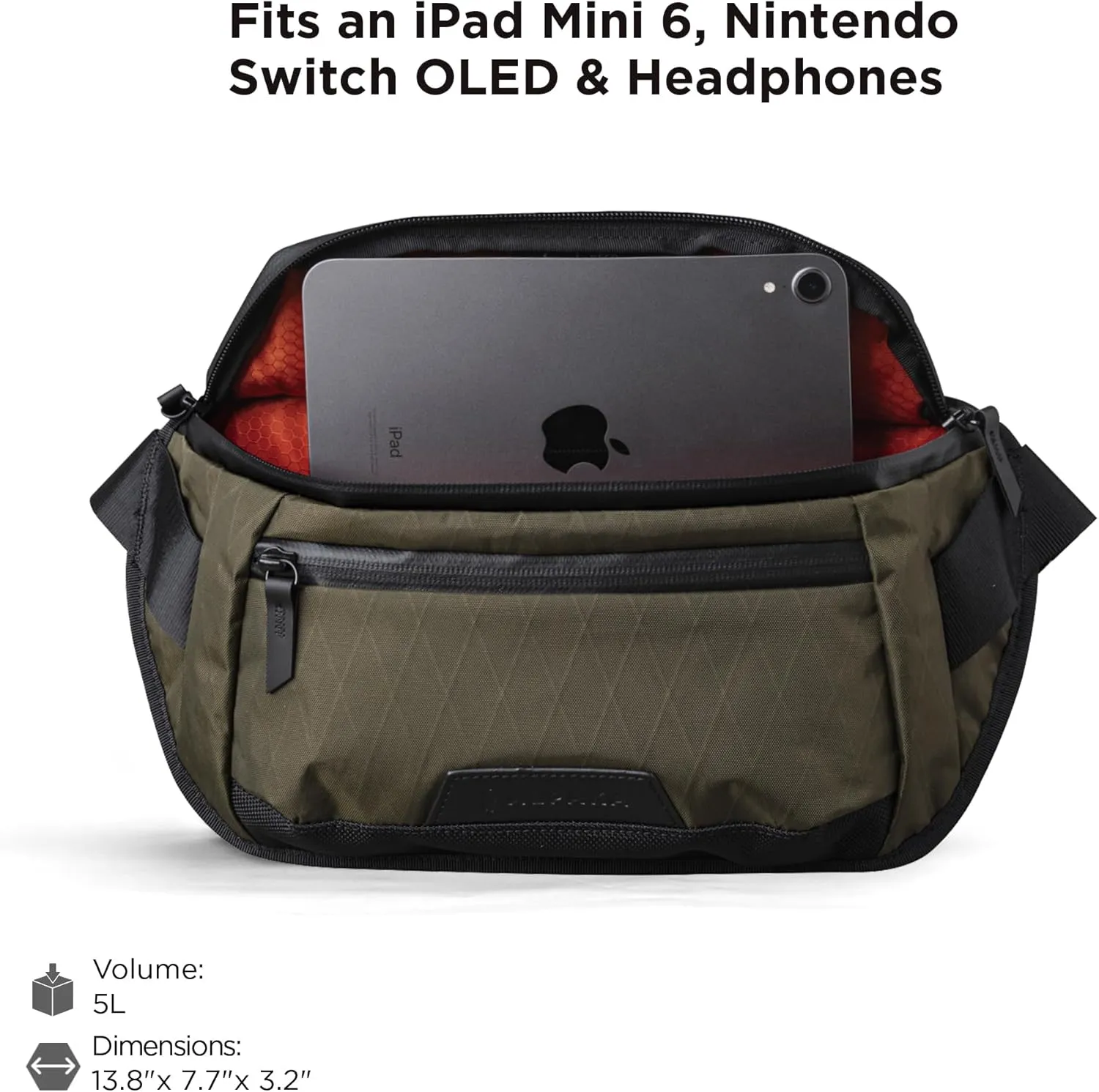 ALPAKA Bravo Sling Mini X-Pac X42 - Chest Bag Fits an iPad Mini, 5L Medium Crossbody Bag for Men Weather Resistant Fabrics, Adjustable Shoulder Strap, Quick Release Maglockz Buckle (Olive Green)