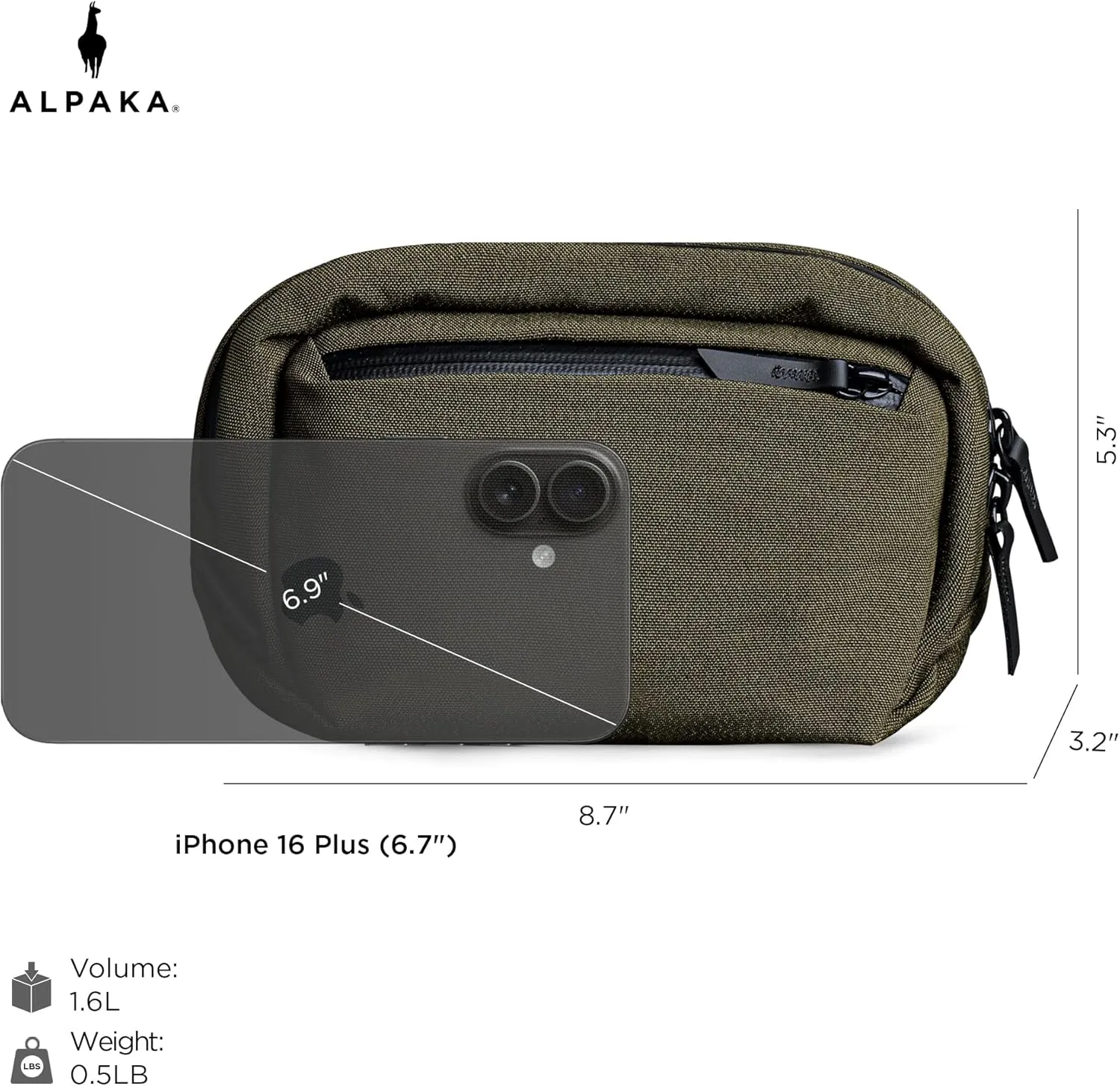 ALPAKA Go Sling Nano - 1.6L Sling Bag for Men,Mini Crossbody Bag with Weatherproof Fabric, Quick Release Magnetic Buckle