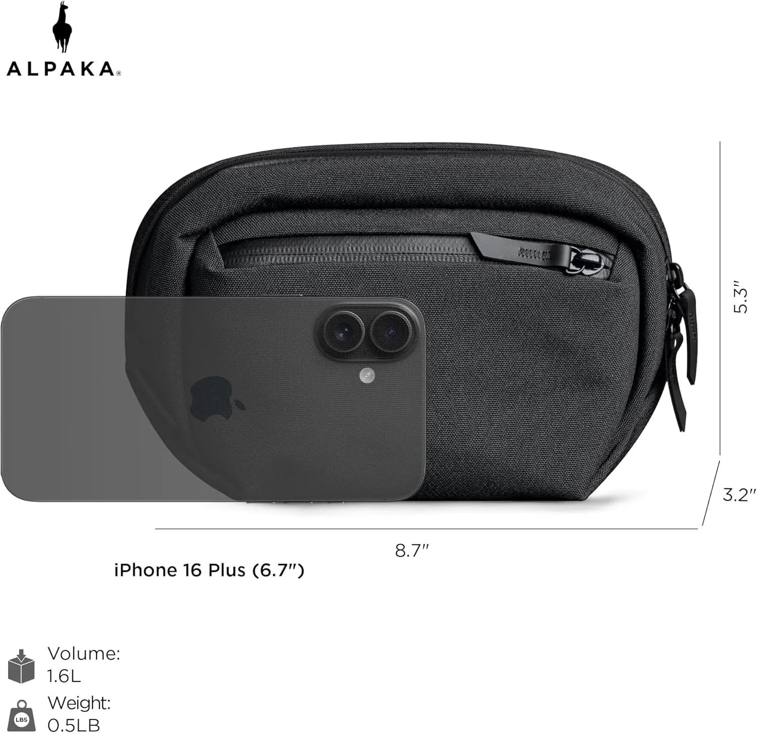 ALPAKA Go Sling Nano - 1.6L Sling Bag for Men,Mini Crossbody Bag with Weatherproof Fabric, Quick Release Magnetic Buckle