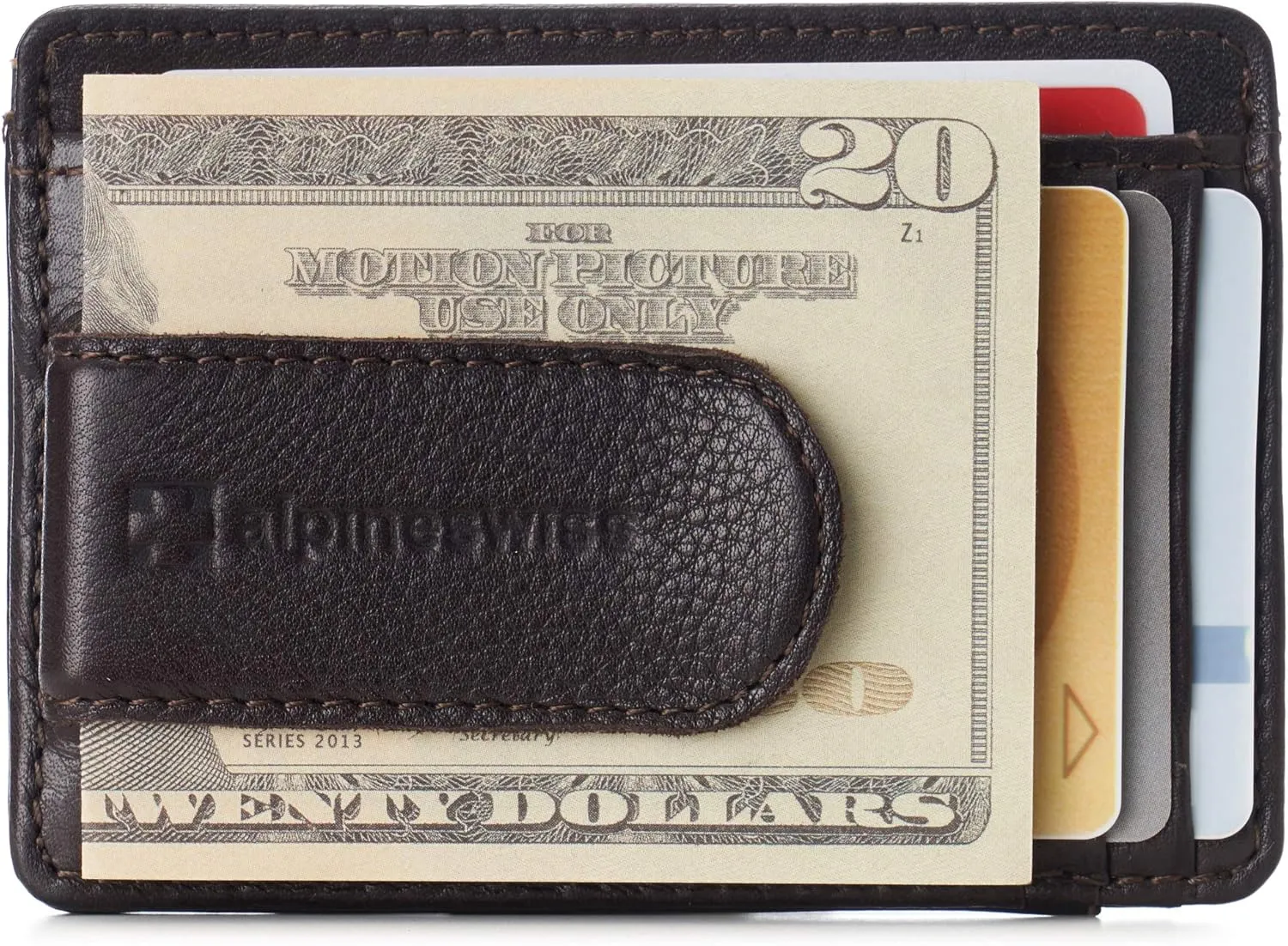 Alpine Swiss RFID Dermot Money Clip Front Pocket Wallet For Men Leather Comes in a Gift Box