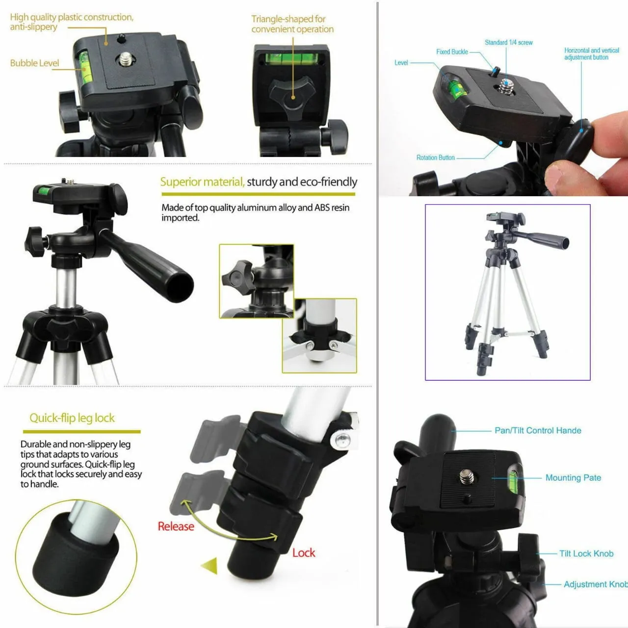 Aluminium Tripod Stand Adjustable Portable 4.5 Feet
