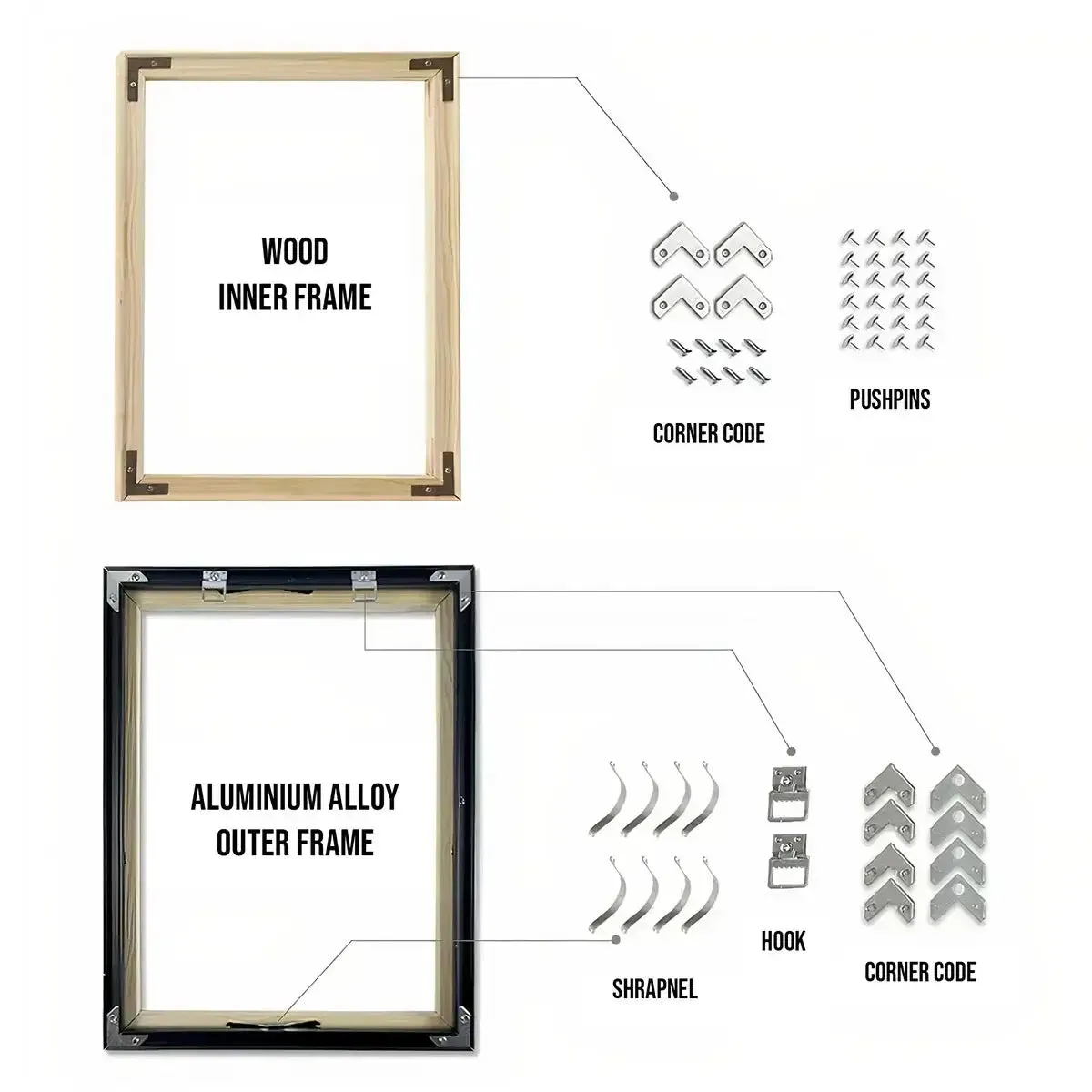 Aluminum Frames with Inner Frames - 8 colors