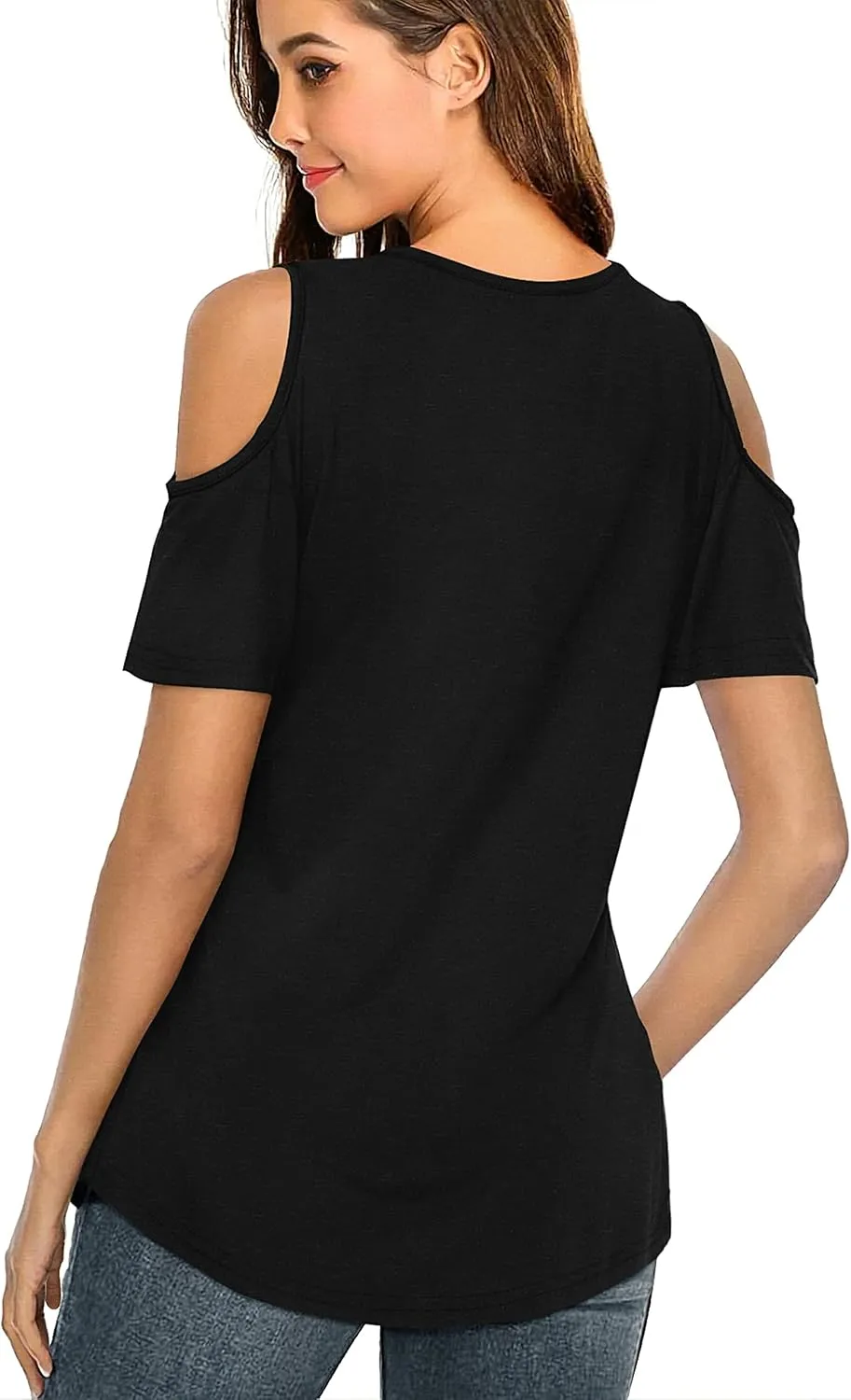 Amoretu Womens Summer Shirts V Neck Criss Cross Cold Shoulder Tops Blouse