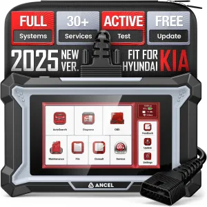 ANCEL DS160 OBD2 Scanner for Kia Hyundai, Full System Bidirectional Scan Tool, 30  Reset Functions, ABS Bleed, Gearbox Learn, Battery Match, SAS, Oil Reset, Lifetime Free Updates, Full OBD2, AutoVIN