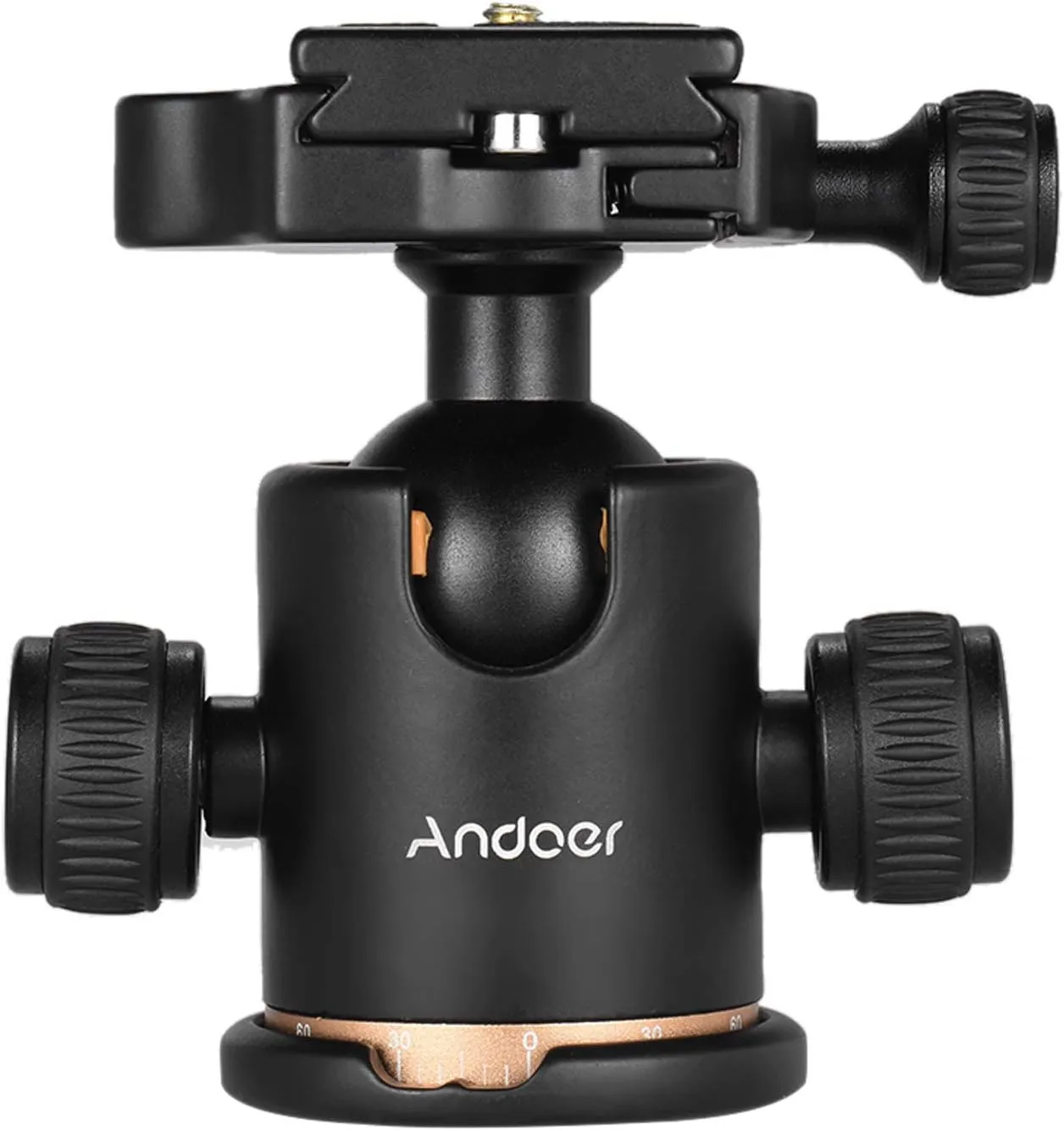 Andoer Tripod Ball Head, 360 Degree Rotating Panoramic Ball Head with Quick Release Plate 1/4 to 3/8 Screw Adapter Max 8kg/17.64lbs for Tripod Monopod Slider DSLR Camera