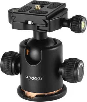 Andoer Tripod Ball Head, 360 Degree Rotating Panoramic Ball Head with Quick Release Plate 1/4 to 3/8 Screw Adapter Max 8kg/17.64lbs for Tripod Monopod Slider DSLR Camera