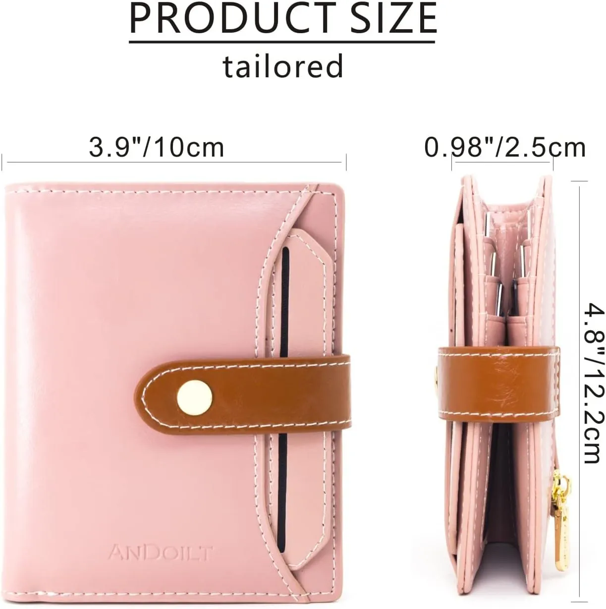 ANDOILT Wallets for Women Genuine Leather Small Bifold Wallet RFID Blocking Card Case Purse with ID Window Coin Pocket