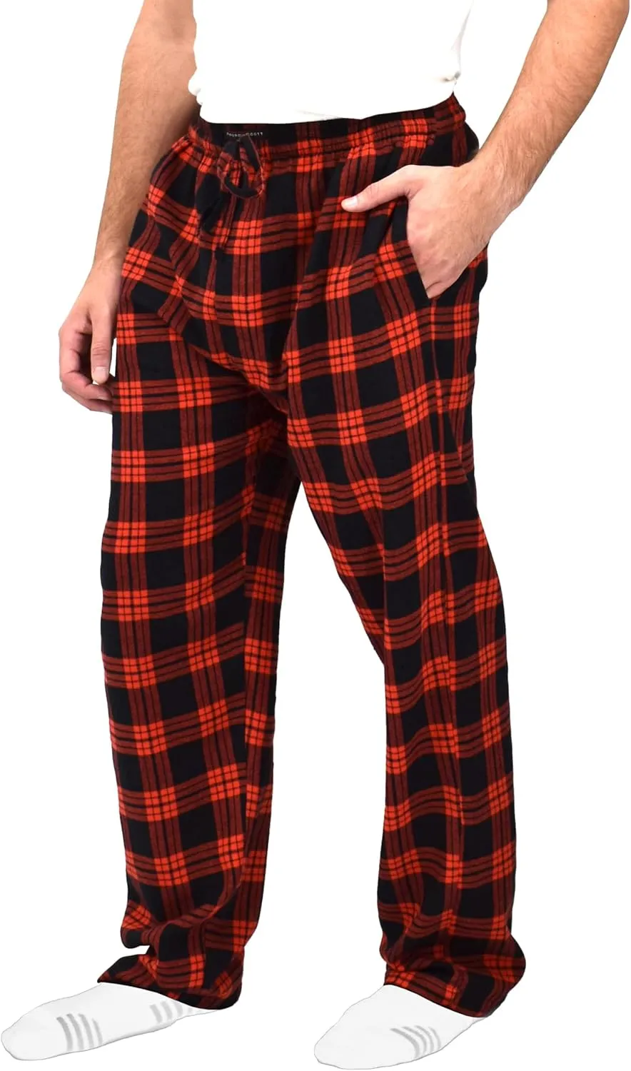 Andrew Scott Men's 4 Pack Cotton Flannel Pajama Sleep Pant | Drawstring Lounge Pants