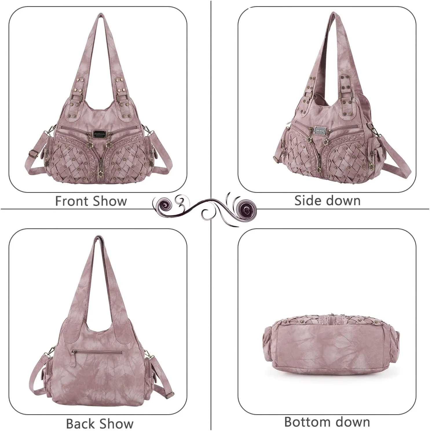 Angel Barcelo Purses and Handbags Women Tote Shoulder Top Handle Satchel Hobo Bags Fashion Washed PU Leather Purse