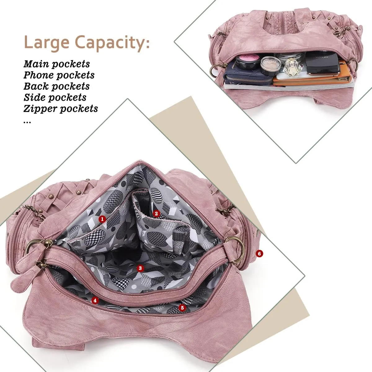 Angel Barcelo Purses and Handbags Women Tote Shoulder Top Handle Satchel Hobo Bags Fashion Washed PU Leather Purse