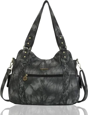 Angel Barcelo Roomy Fashion Hobo Womens Handbags Ladies Purse Satchel Shoulder Bags Tote Washed Leather Bag