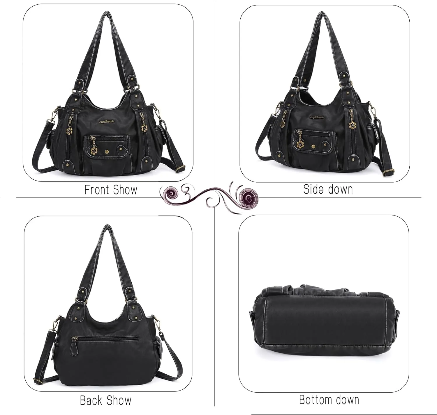 Angel Barcelo Womens Purses and Handbags PU Leather Shoulder Bag Fashion Hobo Bags for Girls