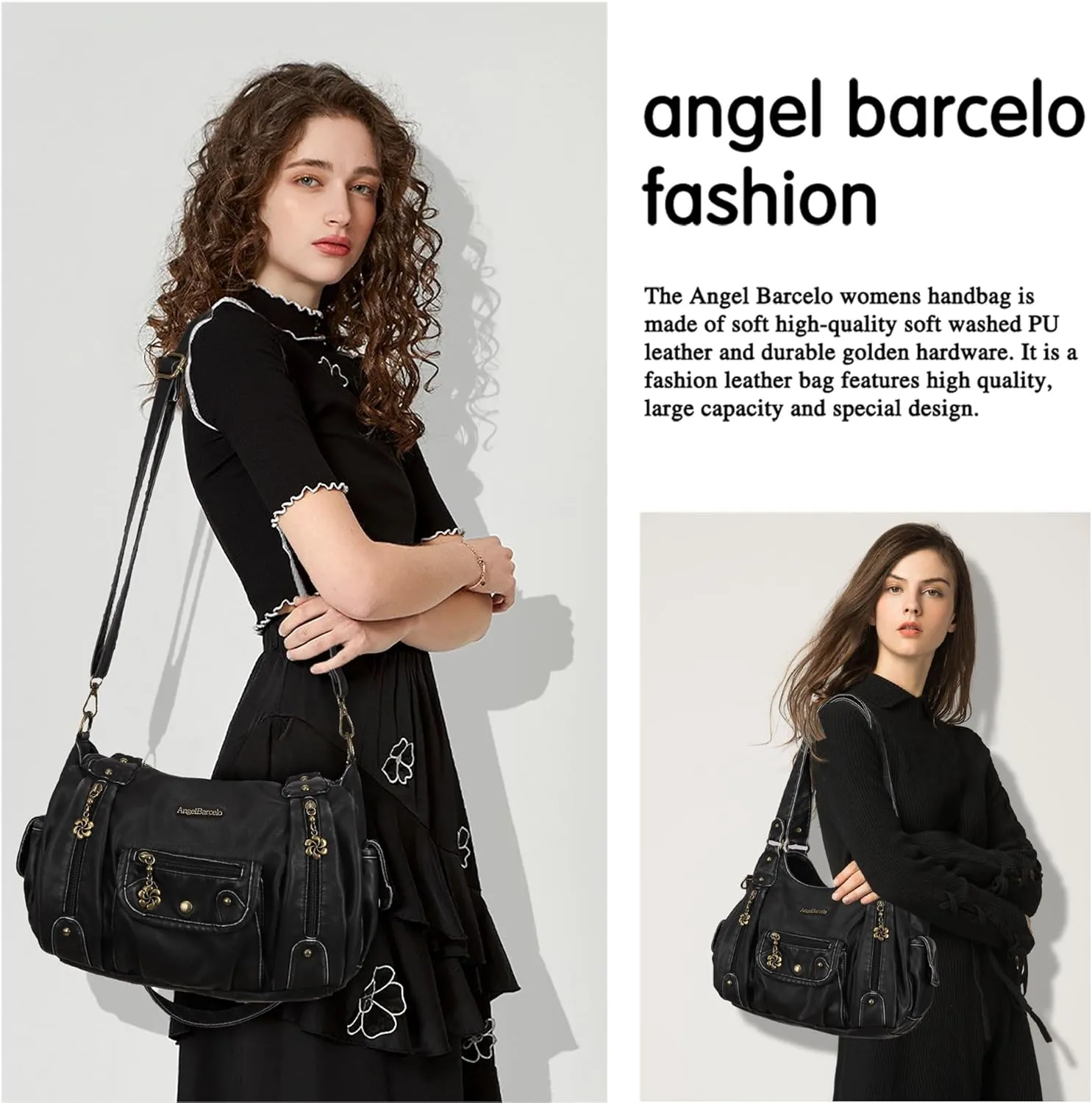 Angel Barcelo Womens Purses and Handbags PU Leather Shoulder Bag Fashion Hobo Bags for Girls
