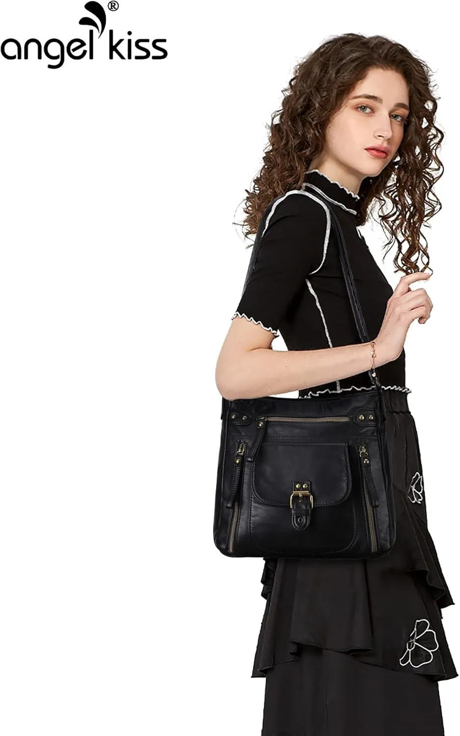 Angel Kiss Crossbody Bags Shoulder Bags and Handbags for Women Multi Pocket Daily Soft Hobo Purses Medium Size