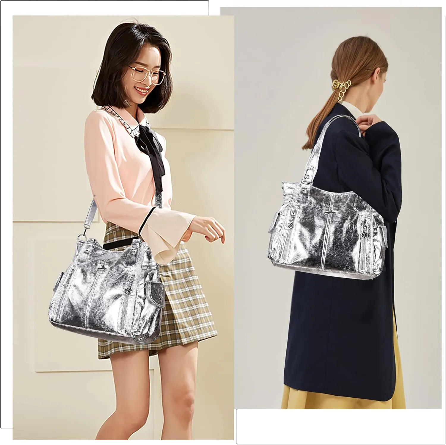 Angel Kiss Handbags for Womens Top-Handle Hobo Purse Roomy Casual Shoulder Bags PU Tote Satchel Purse for Women