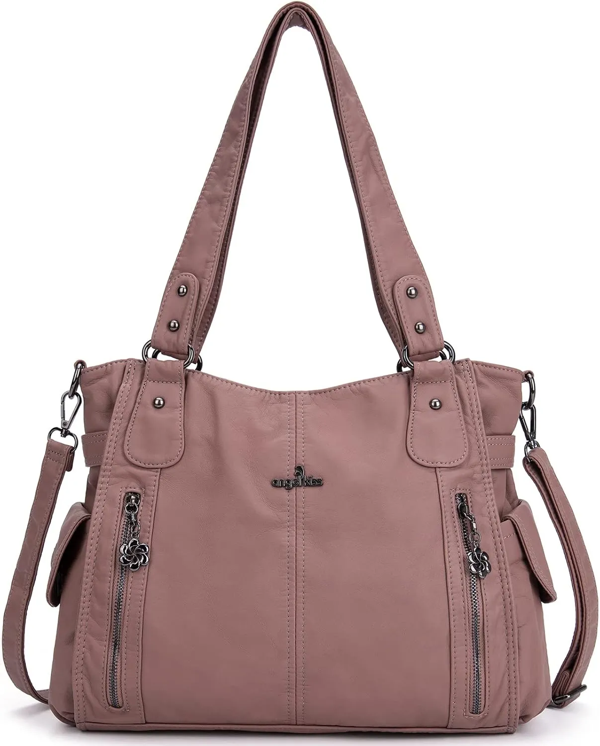 Angel Kiss Handbags for Womens Top-Handle Hobo Purse Roomy Casual Shoulder Bags PU Tote Satchel Purse for Women