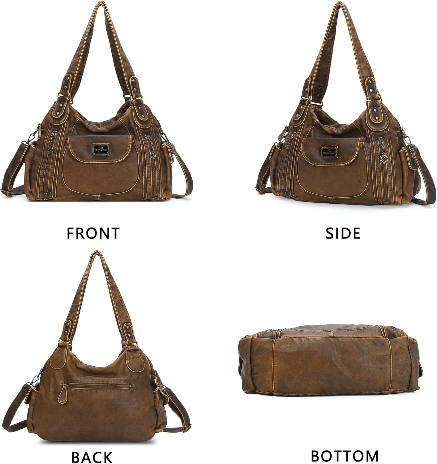 Angel Kiss Purses for Women, Large Shoulder Bag Hobo Tote Purse Mutipocket Faux Leather Satchel Hobo Purse