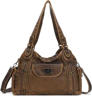 Angel Kiss Purses for Women, Large Shoulder Bag Hobo Tote Purse Mutipocket Faux Leather Satchel Hobo Purse