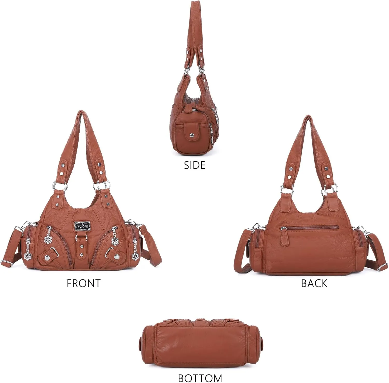 Angel Kiss Purses for Women Small Hobo Shoulder Bags Vagen Leather Multi-Pocket Tote Bag with Zipper