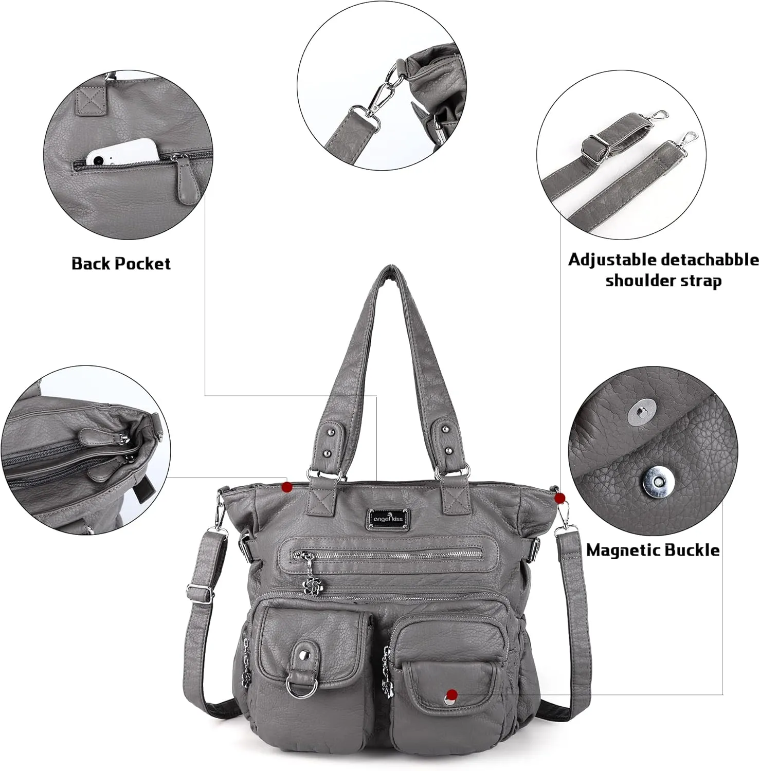 Angelkiss Purses and Handbag for Women Soft Leather Hobo Bags Satchel Shoulder Bags Ladies Tote Crossbody Bag