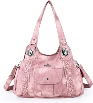 Angelkiss Purses and Handbags for Women Washed Vegan Leather Crossbody Hobo Satchel Shoulder Tote Purse