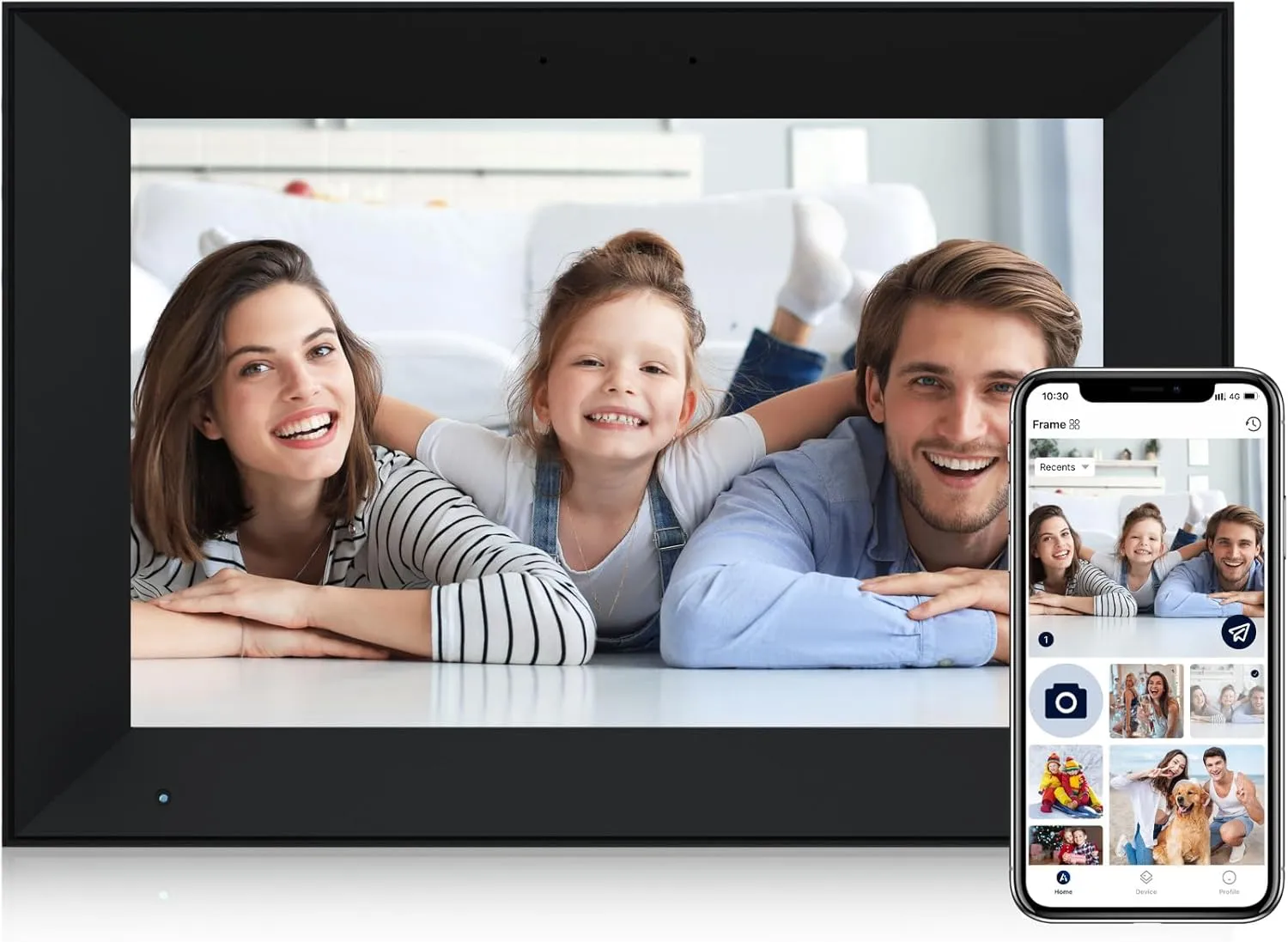 Anna Bella Digital Picture Frame 10.1 Inch IPS HD Touch Screen WiFi Smart Digital Photo Frame with 32GB Storage, Auto-Rotate, Easy Setup to Share Photos or Videos Remotely via AiMOR APP Black