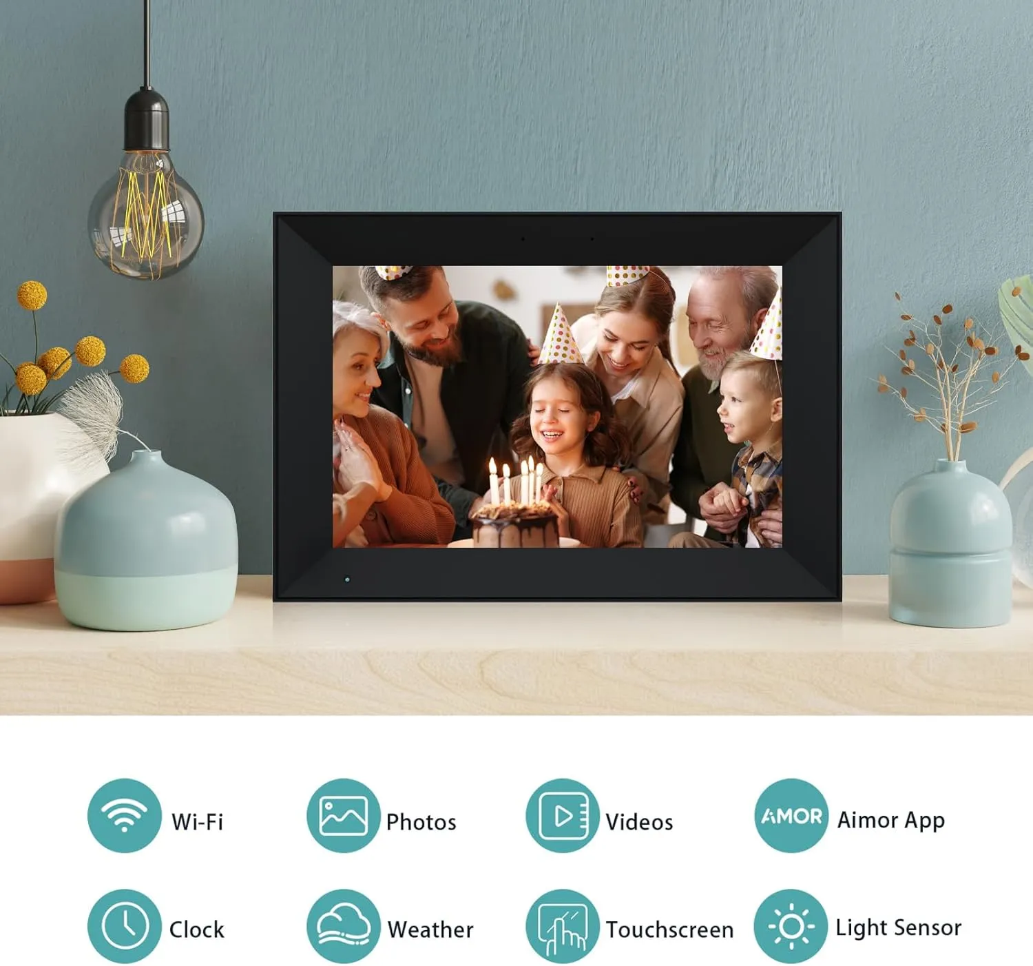 Anna Bella Digital Picture Frame 10.1 Inch IPS HD Touch Screen WiFi Smart Digital Photo Frame with 32GB Storage, Auto-Rotate, Easy Setup to Share Photos or Videos Remotely via AiMOR APP Black