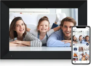 Anna Bella Digital Picture Frame 10.1 Inch IPS HD Touch Screen WiFi Smart Digital Photo Frame with 32GB Storage, Auto-Rotate, Easy Setup to Share Photos or Videos Remotely via AiMOR APP Black