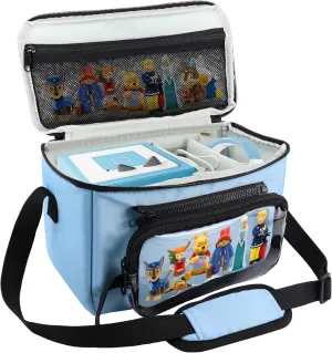 Annmore Carrying Case for Tonies Figures and Toniebox, Travel Bag with Removeable Clear Pocket for Tonies Characters, Blue