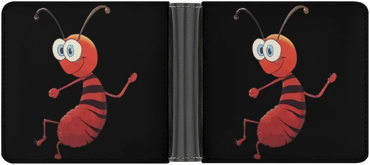 Ant Bifold Wallet PU Leather Coin Purse Lightweight Credit Card Holder Wallet Money Clip