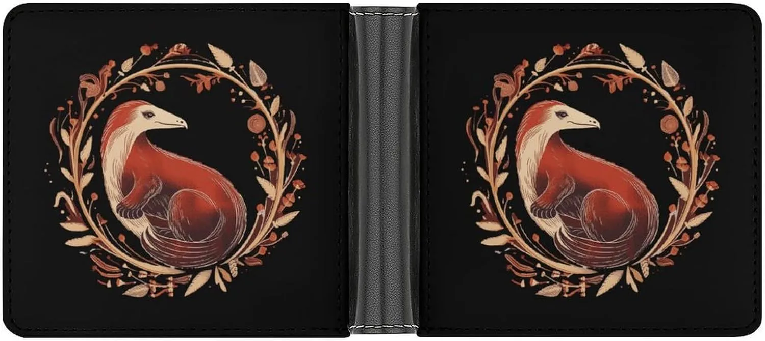 Anteater Print PU Leather Wallet Bifold Money Clip Card Holder Mini Purse Pocket Wallet for Women Men