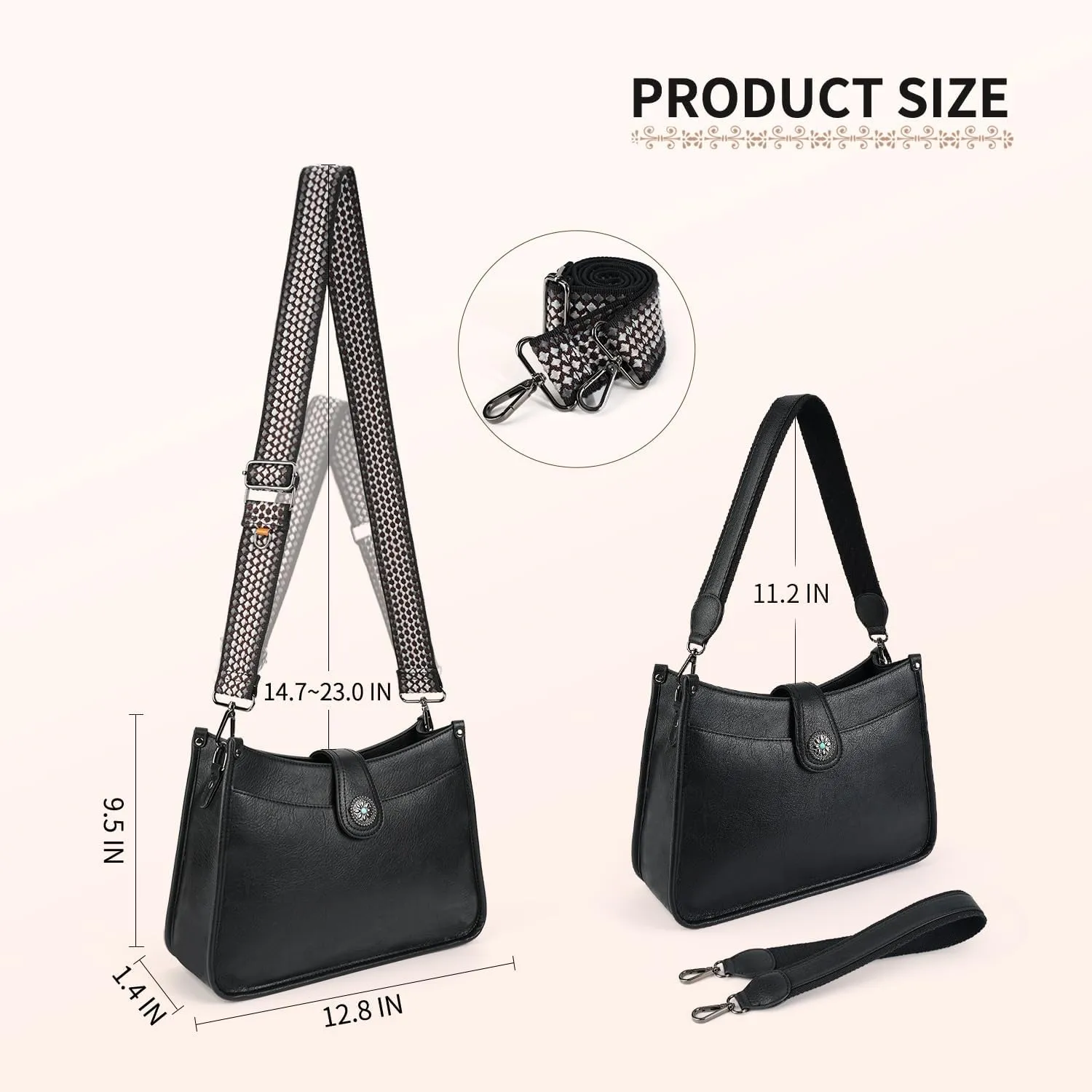 APHISON Crossbody Bags For Women Trendy, Leather Hobo Handbag Crossbody Purses Shoulder Bucket Bag with 2 Strap