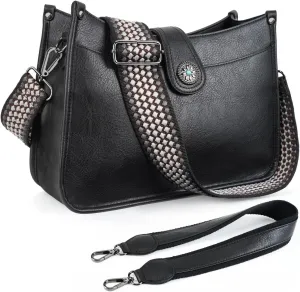 APHISON Crossbody Bags For Women Trendy, Leather Hobo Handbag Crossbody Purses Shoulder Bucket Bag with 2 Strap
