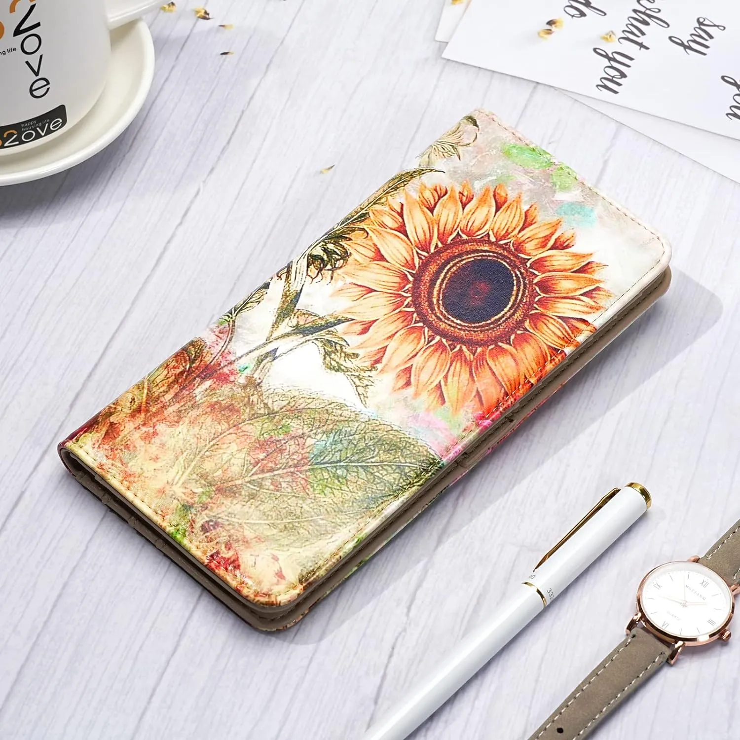 APHISON Wallet Women Ultra Slim Thin Leather Womens Wallet RFID Blocking Credit Card Holder Bifold Clutch Long Ladies Billfold
