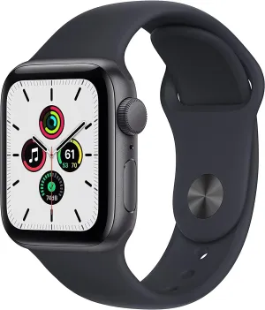 Apple Watch SE (GPS, 44mm) - Space Gray Aluminum Case with Midnight Sport Band (Renewed)
