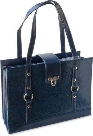 Apropos Texture Faux Leather File Organizer Tote -(Dark Blue)