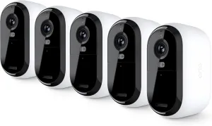Arlo Essential Security Camera 2K | Outdoor - Indoor | 2nd Gen | Wireless with Spotlight, 2-Way Audio, Color Night Vision, Live Stream, Motion Activation, Real Time Notifications - White, 5 Cameras