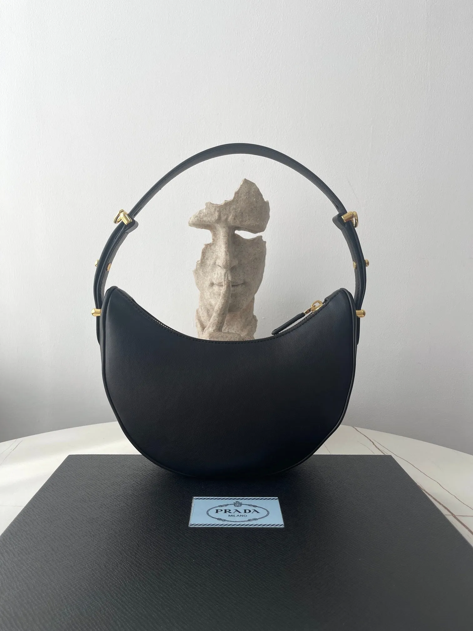 ARQUÉ LEATHER BAG Fast delivery SHOULDER IN Best seller PRADA BLACK 22