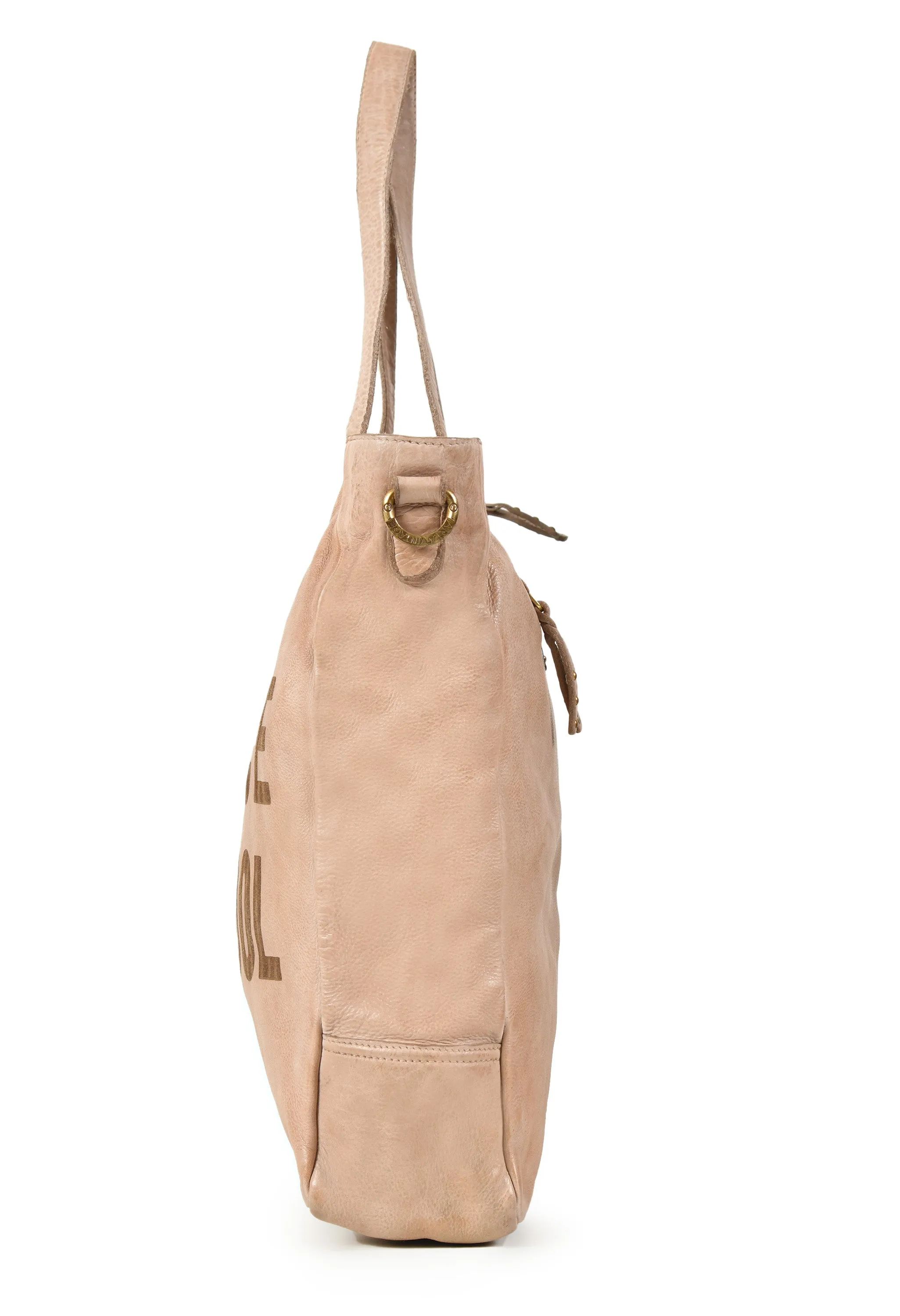 ART N VINTAGE: REAL LEATHER BEIGE WOMEN SHOULDER BAG