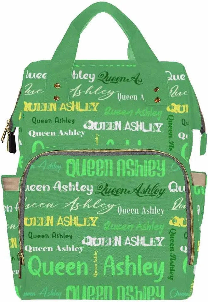 Artsadd Custom Name Diaper Bag for Mom, Personalized Light Green Signature Backpack with Stroller Straps Large Travel Shoulder Bag Capacity Nappy Bag for Baby Shower Gifts