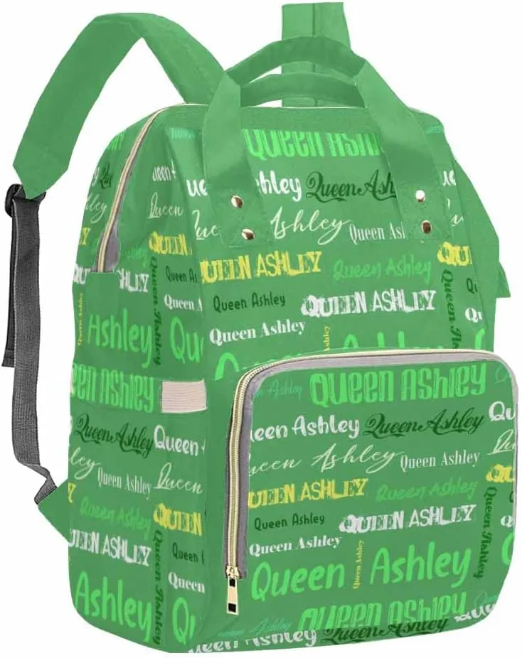 Artsadd Custom Name Diaper Bag for Mom, Personalized Light Green Signature Backpack with Stroller Straps Large Travel Shoulder Bag Capacity Nappy Bag for Baby Shower Gifts