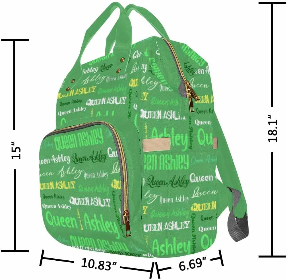 Artsadd Custom Name Diaper Bag for Mom, Personalized Light Green Signature Backpack with Stroller Straps Large Travel Shoulder Bag Capacity Nappy Bag for Baby Shower Gifts