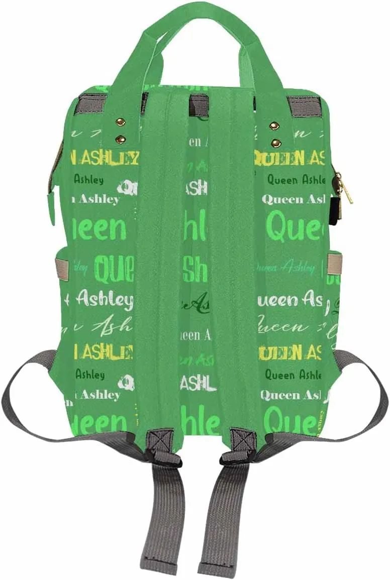 Artsadd Custom Name Diaper Bag for Mom, Personalized Light Green Signature Backpack with Stroller Straps Large Travel Shoulder Bag Capacity Nappy Bag for Baby Shower Gifts